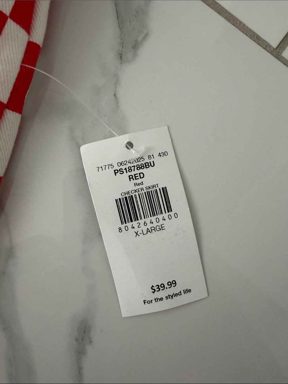 Red and White Checkered Mini Skirt - Picture 2 of 5